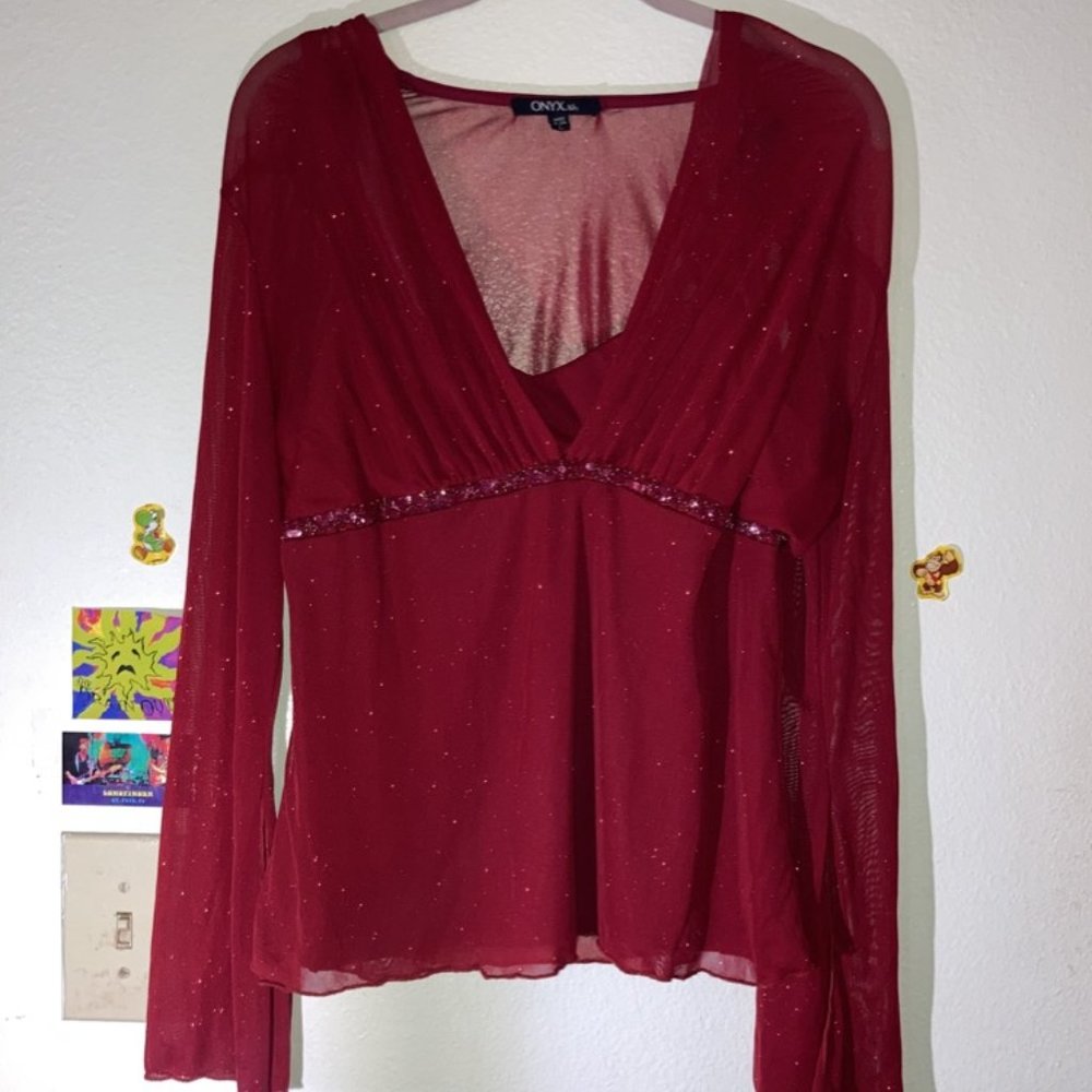 Onyx Nite Sheer Long-Sleeve Top